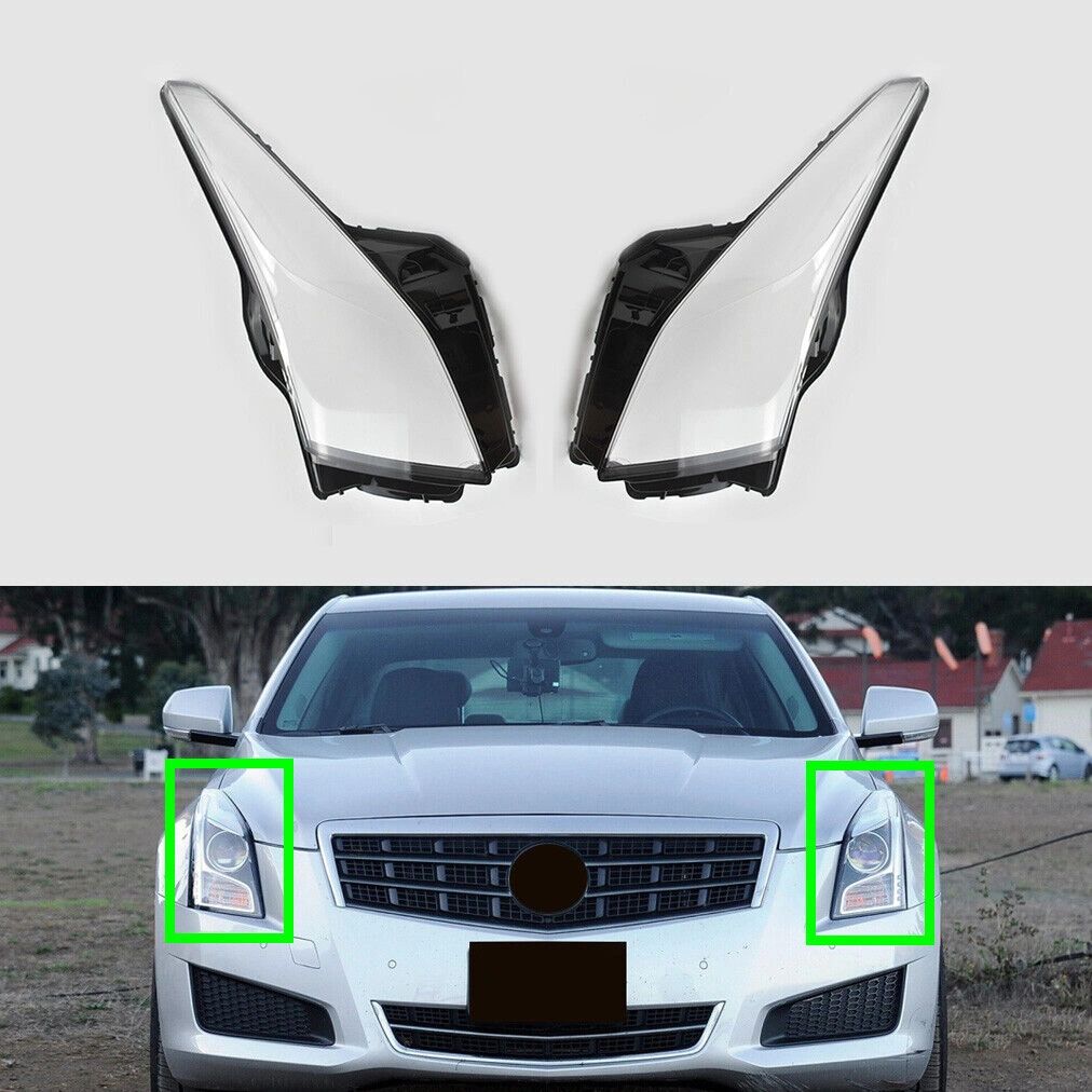 CADILLAC ATS 2013-2019 CLEAR HEADLIGHT 1 PAIR REPLACEMENT LENSES